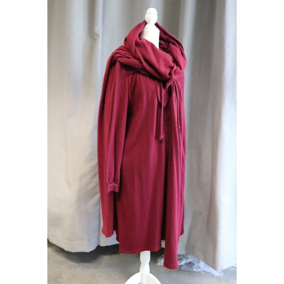 Vtg Deep Red Wool 1960s Valentino Boutique Set Includes Dress, Cape, And Turban - Picture 7 of 10